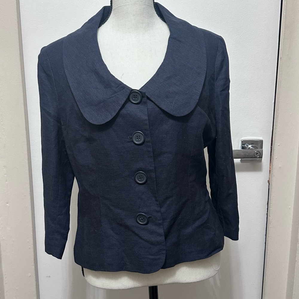 Vintage JG Hook Navy Linen Blend Jacket 8P